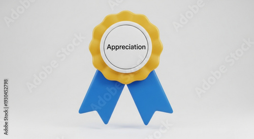 Award ribbon with appreciation text on white background