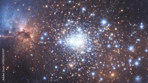 Vivid Image of a Stellar Nebula with Bright Stars and Cosmic Dust in Deep Space