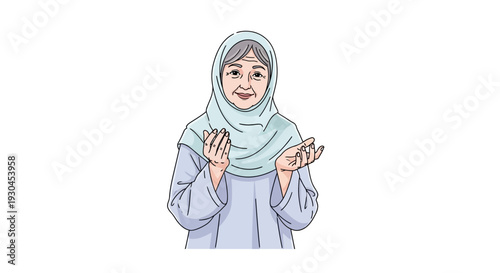 Woman Wearing Hijab with Hands Raised.
