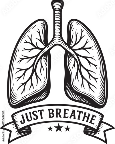 Just Breathe Lungs Illustration with Banner