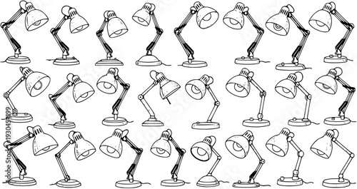 Desk Lamp Pattern: Hand-Drawn Cartoon Style with Task Lighting  Flexible Arms