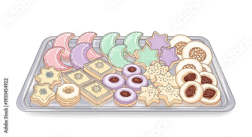 Colorful Assorted Donuts on Tray.