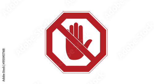 Stop sign vector illustration with hand symbol on transparent background for graphic design use