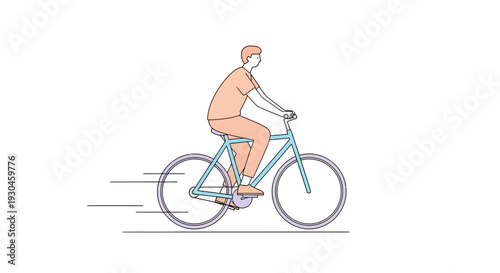 Man Riding Bicycle Illustration Simple Design.