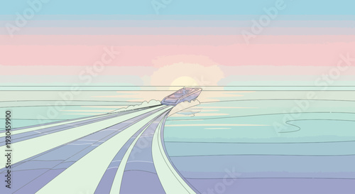 Road Stretching into the Distance with Lines.