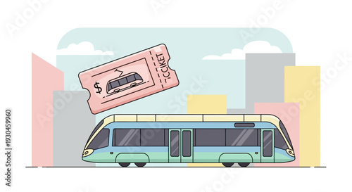 Public Transport Bus Ticket Illustration.