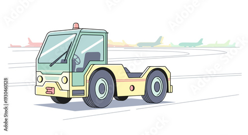Airport Tug Vehicle Illustration on White Background.
