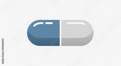 Blue and white capsule pill on plain background medical health concept isolated pharmaceutical capsule
