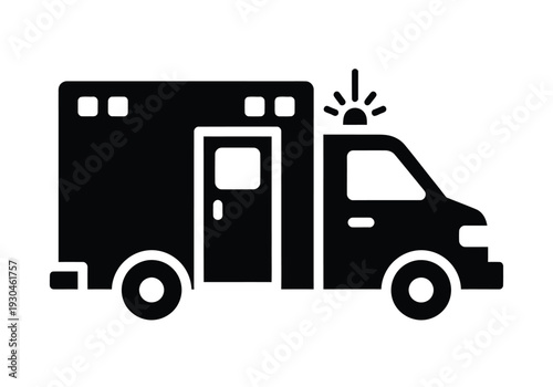 Black silhouette of an ambulance vehicle emergency