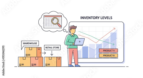 Man Managing Inventory with Digital Tablet.