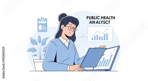 Female Analyst Examining Public Health Data.