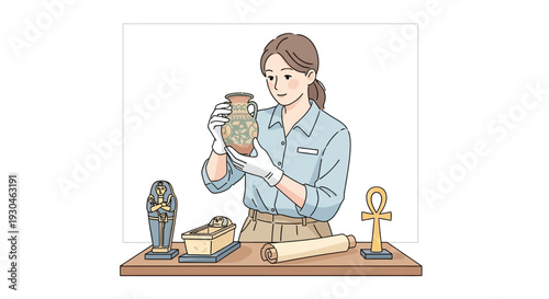 Woman Potting Plant in Greenhouse Environment.