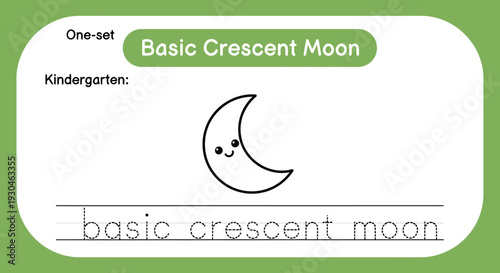 Cute Crescent Moon Drawing for Kindergarten Learning and Tracing Practice