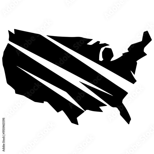 USA Map Silhouette with Diagonal Stripes – Modern American Vector Design