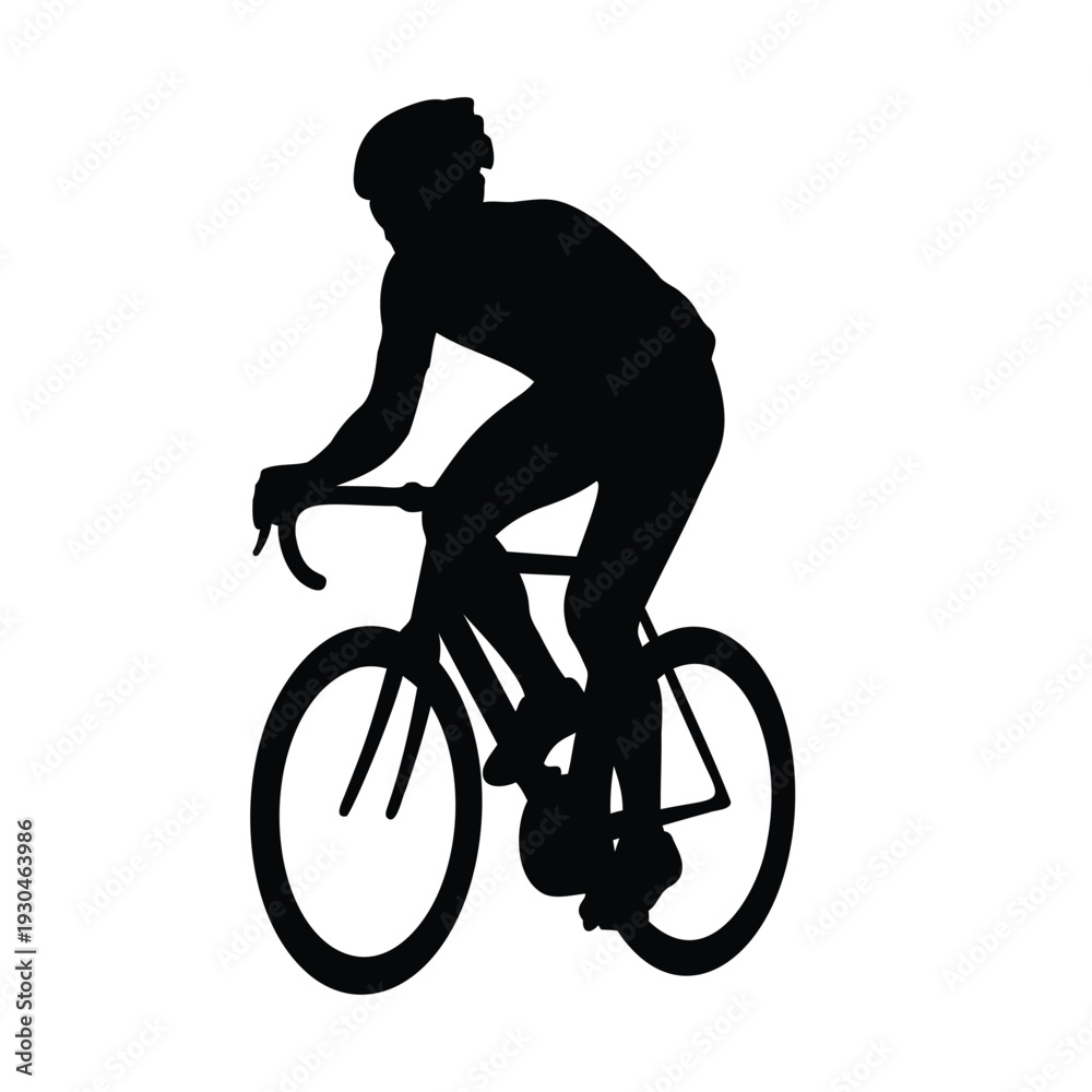 Obraz premium Silhouette of a cyclist on a road bike on white background