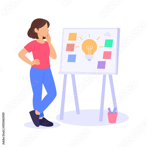 Brainstorming Ideas, generating creative marketing concepts collaboratively, Flat vector character illustration