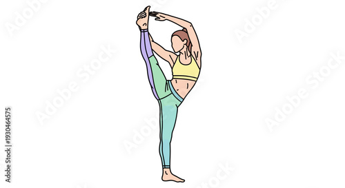 Woman Practicing Yoga Standing Balance Pose.