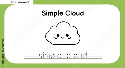 Cute Simple Cloud Drawing for Kids Learning to Write