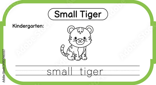 Cute Small Tiger Cub Illustration for Kindergarten Learning and Coloring