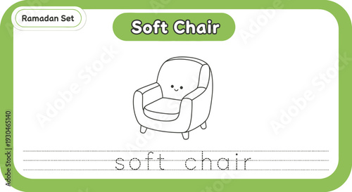 Cute Soft Chair Illustration for Kids Learning: Ramadan Set