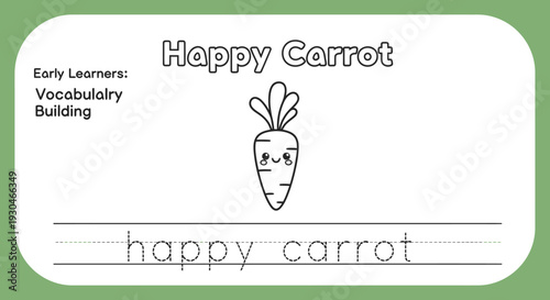 Happy Carrot Coloring Page for Early Learners: Vocabulary Building