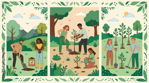 Community Tree Planting Event Volunteers Planting Trees for a Greener Future.