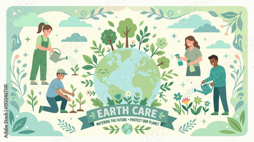 Earth Care People Nurturing the Planet with Plants and Water.