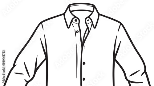 Simple vector illustration of a classic men's long sleeve button down shirt with collar and buttons