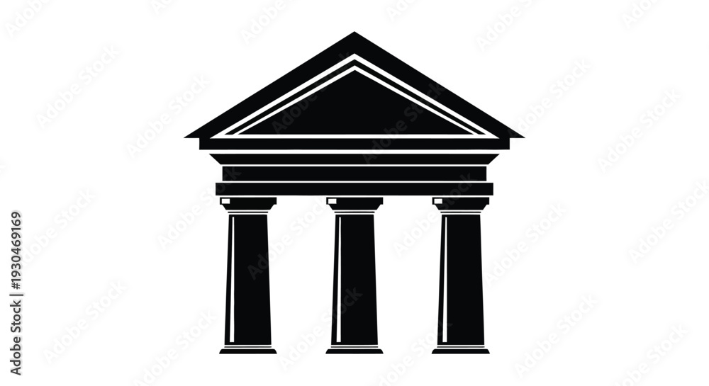 Fototapeta premium Classical building facade with columns a striking black silhouette