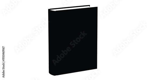 A stark black book stands alone a simple silhouette