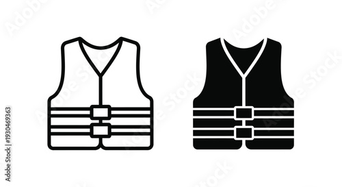 Two life vests one light and one dark shown as a silhouette