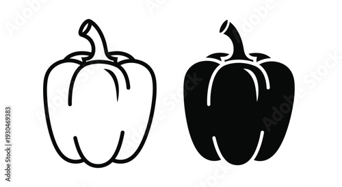 Two bell peppers one white and one black in silhouette