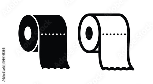 Two rolls of toilet paper presented in a stark black silhouette