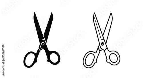 Two pairs of scissors depicted in a simple black silhouette