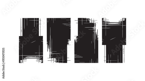 Modern vector graphic design element with stylized text art featuring abstract geometric pattern with bold black and white visual effect
