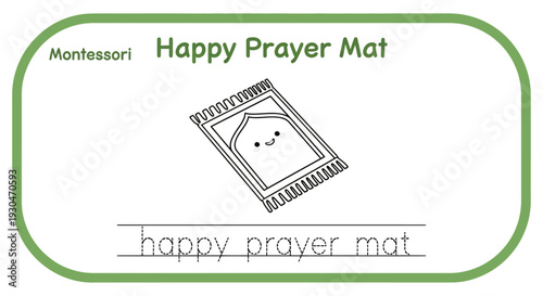 Montessori Happy Prayer Mat Illustration for Kids Learning