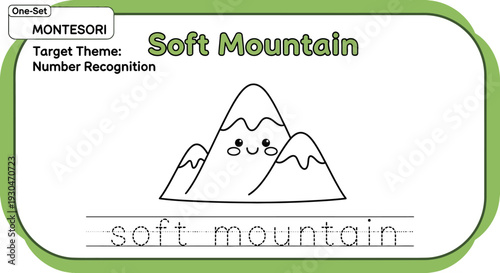 Montessori Soft Mountain Coloring Page for Kids - Number Recognition Activity