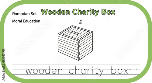 Ramadan Charity Box - Wooden Donation Box for Moral Education and Giving
