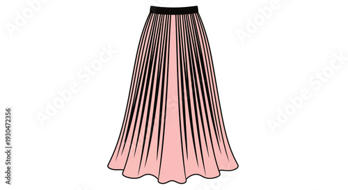 Illustration of a long pleated skirt with a gradient effect