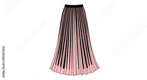 A digitally illustrated long pleated skirt with a gradient color scheme