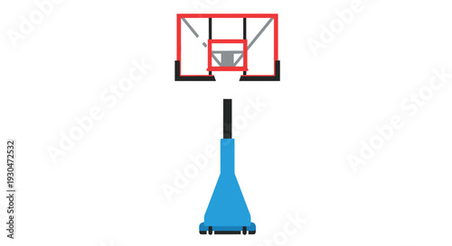 Simple illustration of a basketball hoop and backboard on a stand