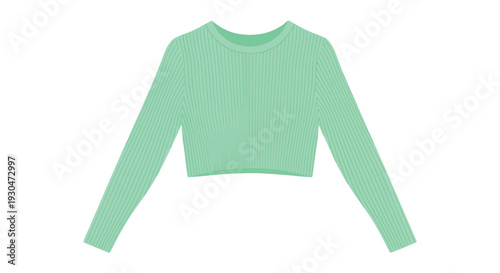 Illustration of a light green long sleeved cropped knit sweater