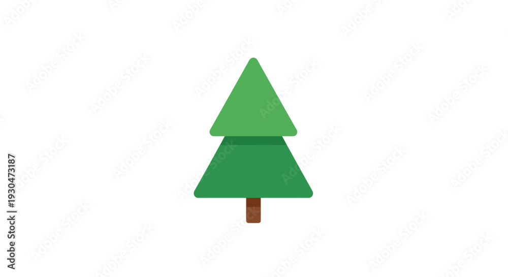Fototapeta premium Simple green pine tree icon representing nature, forest, and environmental concepts on isolated white background