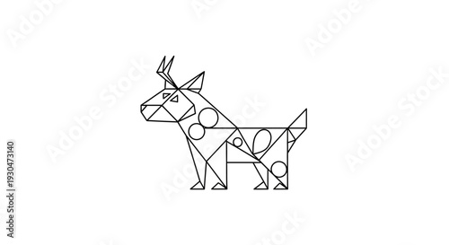 Abstract geometric outline of a deer or antelope in a low poly style on an isolated white background.