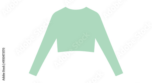 A light green long sleeved knit crop top isolated on a white background