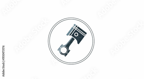 Automotive piston and connecting rod icon representing engine mechanics and automotive industry on an isolated white background.