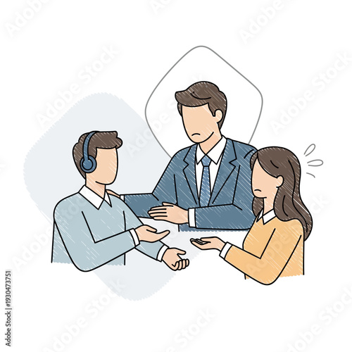Three People Discussing Business in Office.