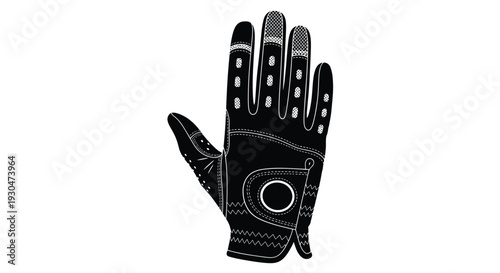 Black and white illustration of a single golf glove palm facing forward
