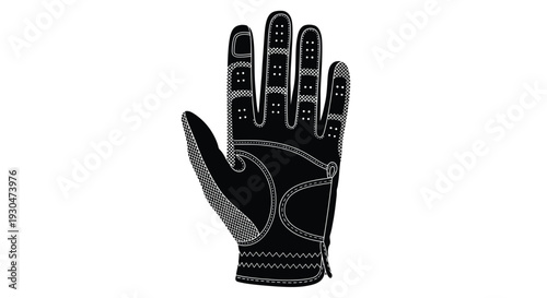 A black and white illustration of a single golf glove