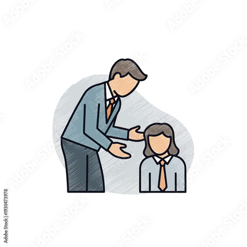 Man in Suit Reprimanding Woman in Office.